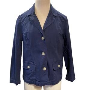 The TOG Shop Petites 3 Button Blazer Jacket Size PM Navy Blue Preppy Academia